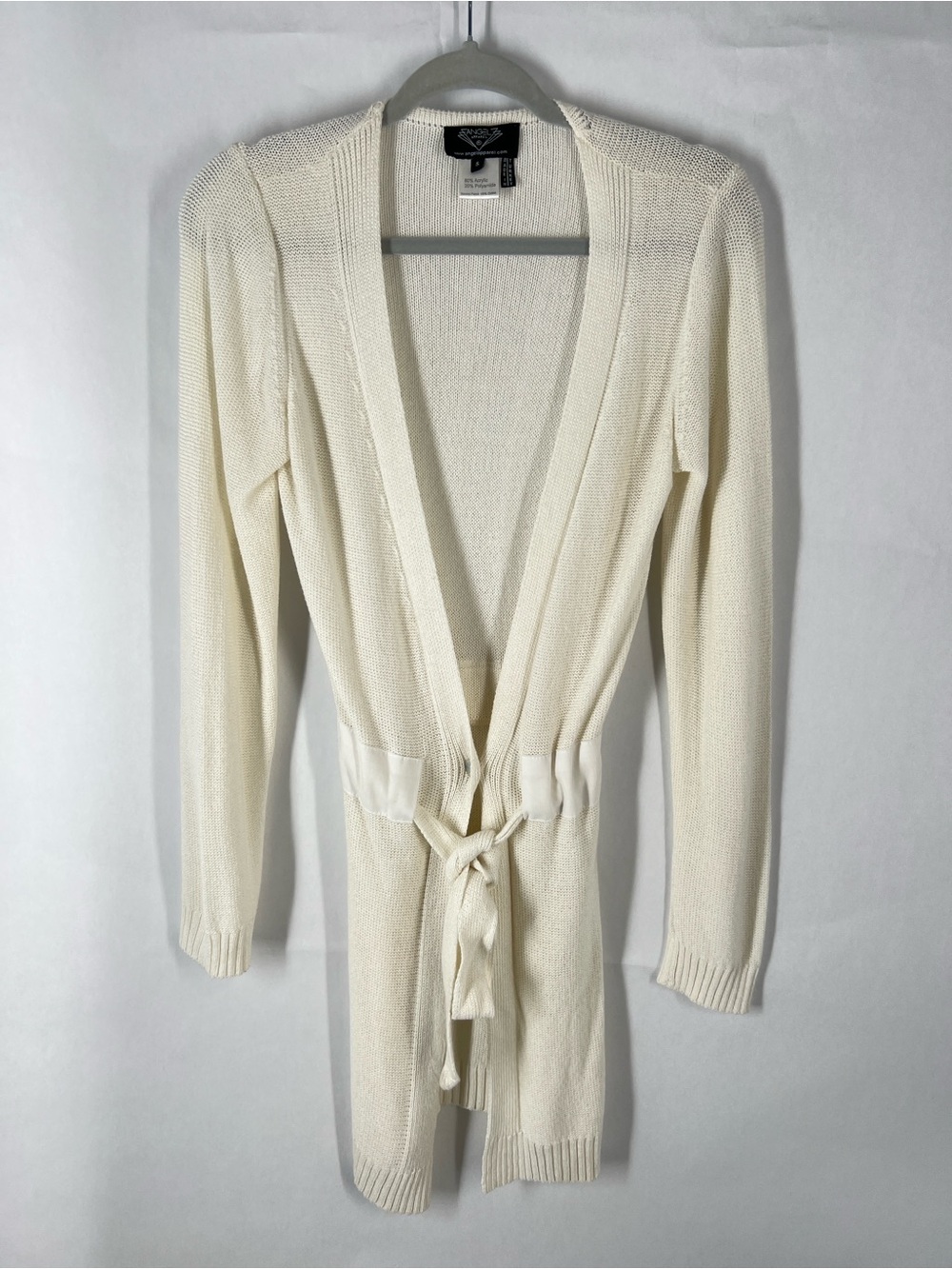 Angel Apparel Ivory Belted Longline Cardigan Sweater Size S